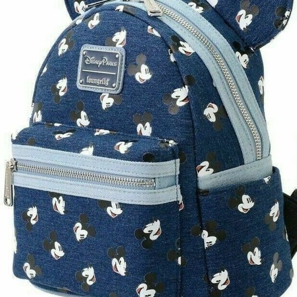 Mickey Mouse Denim Mini Backpack Disney & Loungefly & Mickey Keychain New Sealed main image 10